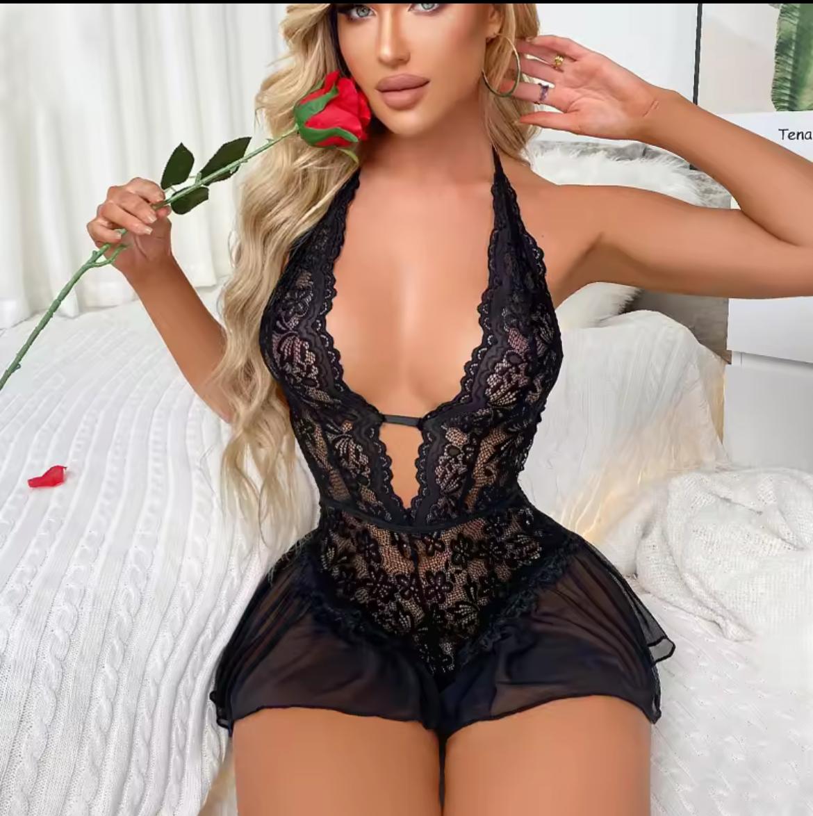 Black Women's Lace Underwear Set